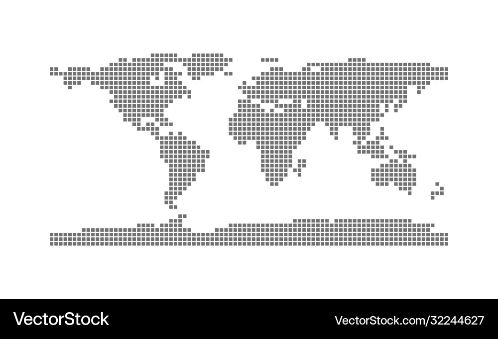Abstract world map with square pixel dots spot Vector Image