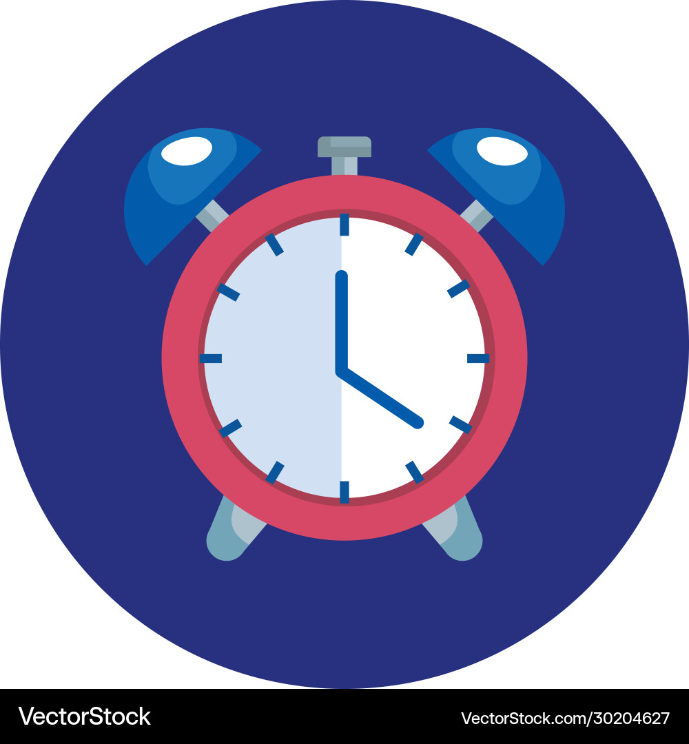 Alarm clock in frame circular isolated icon vector image