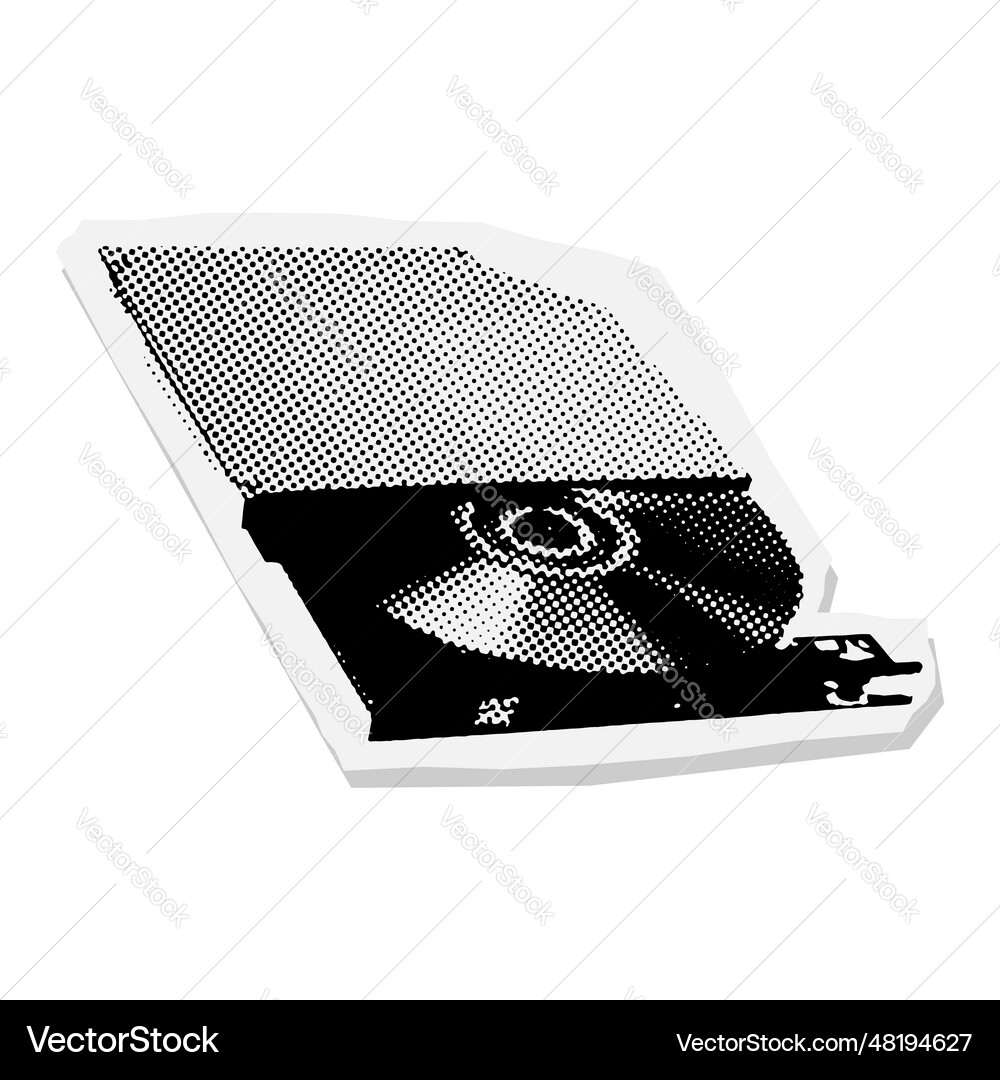 Cd with halftone dots print texture macro offset vector image