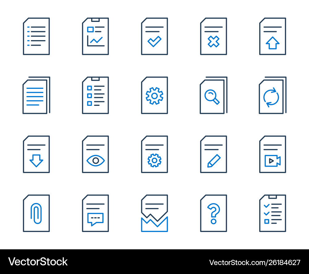Document line icons report checklist and copy Document line icons report checklist and copy vector image