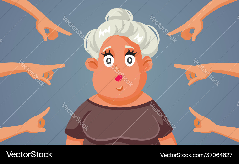 Finger zeigen auf mittlere erwachsene Frau Finger zeigen auf mittlere erwachsene Frau vektorbild