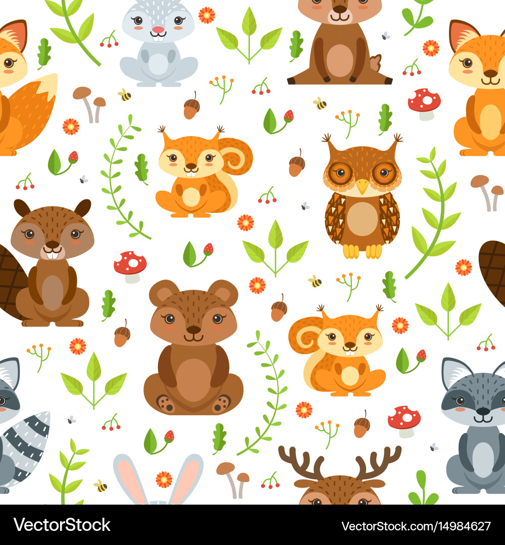 Forest Animal Pattern Vector Image