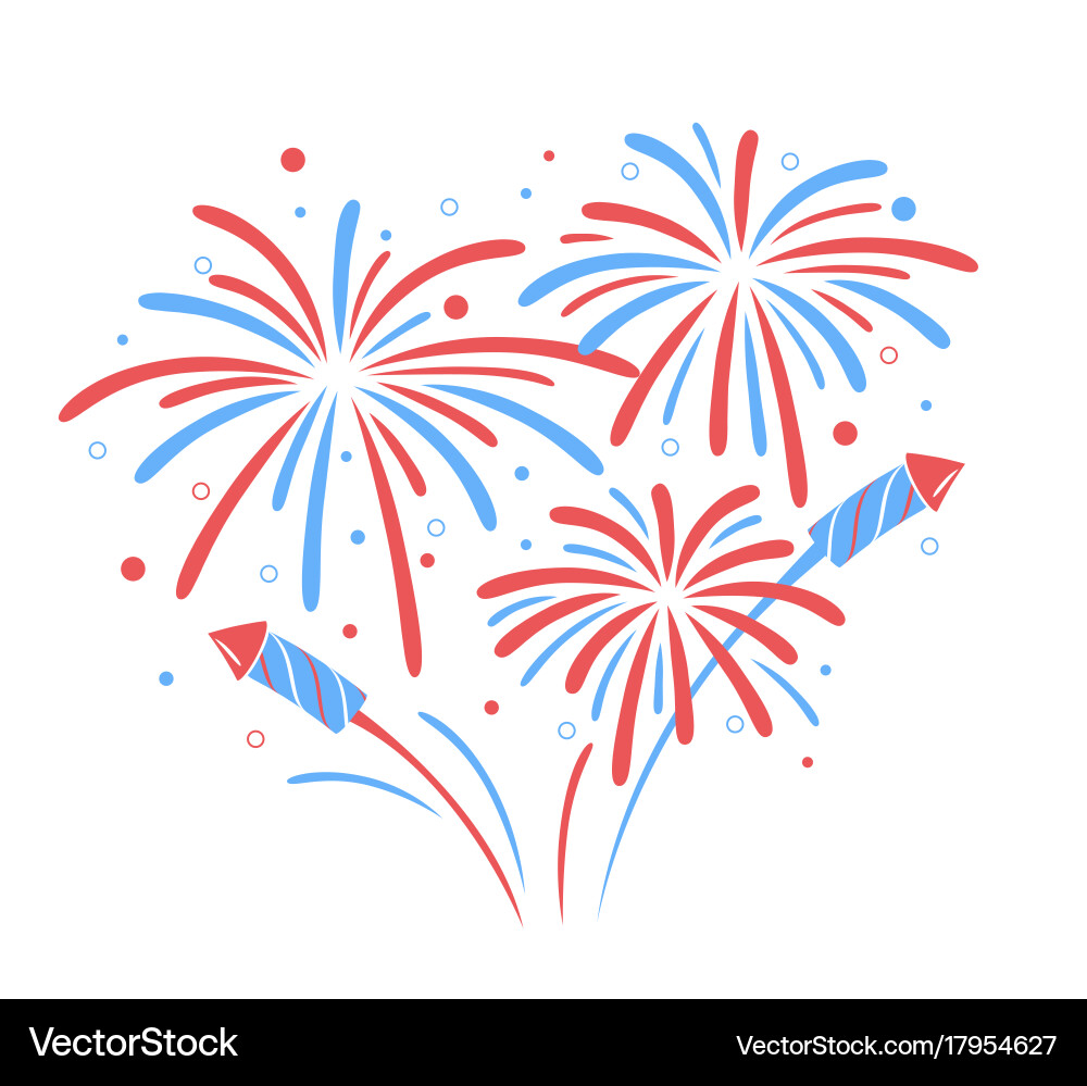 Fourth of July Fireworks – Royalty-Free Vector | VectorStock, image size:1000x999