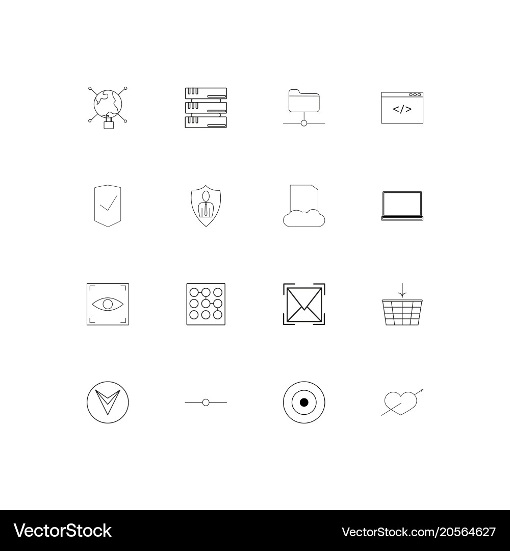 Internet technologies simple linear icons set vector image