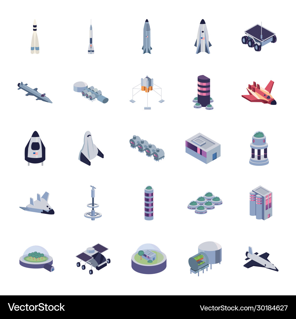 Isolated space fill style icon set design Isolated space fill style icon set design vector image