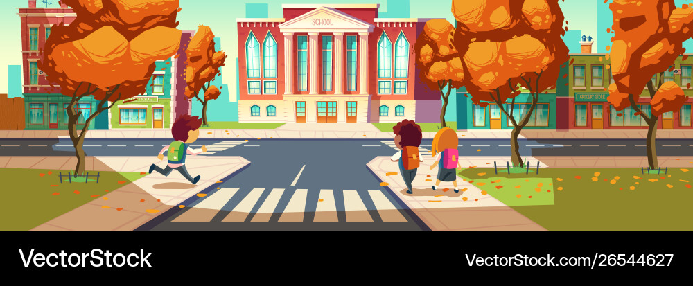 Kids go to school little students boys and girl Kids go to school little students boys and girl vector image