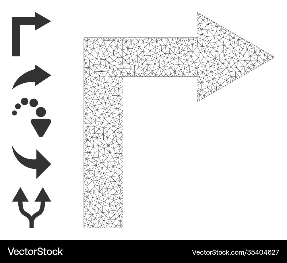 Polygonal net turn right icon with simple Polygonal net turn right icon with simple vector image