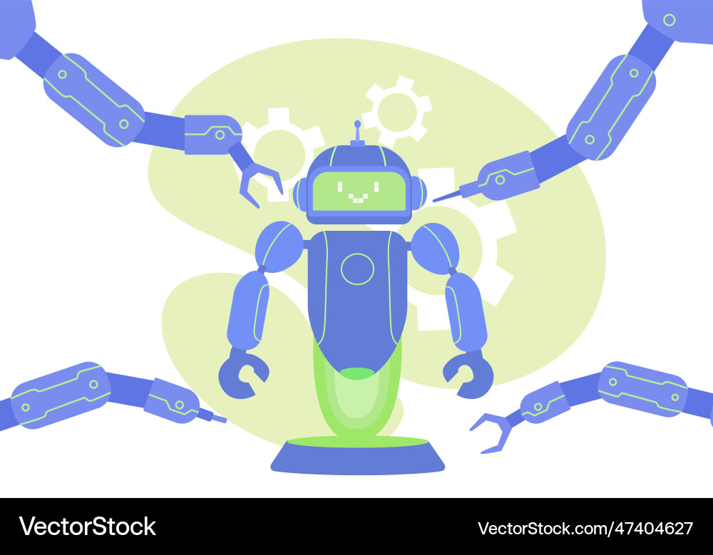 Robots create robot concept Robots create robot concept vector image