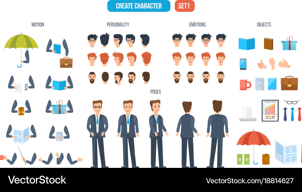 Set for creating character businessman Vector Image