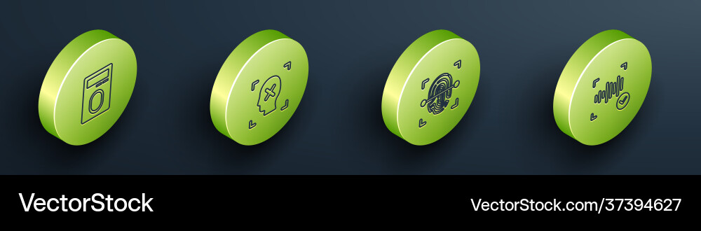 Set isometric fingerprint with lock rejection Set isometric fingerprint with lock rejection vector image