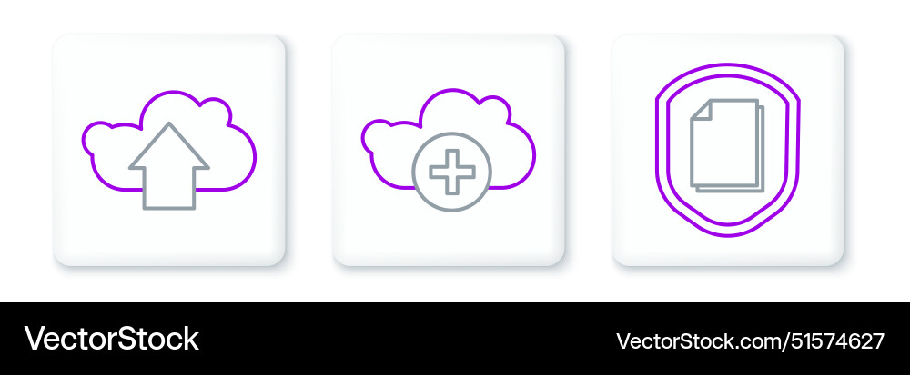 Set line document protection concept cloud upload Set line document protection concept cloud upload vector image