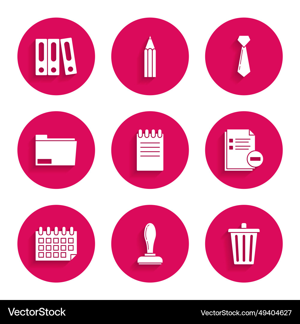 Set notebook stamp trash can document with minus Set notebook stamp trash can document with minus vector image