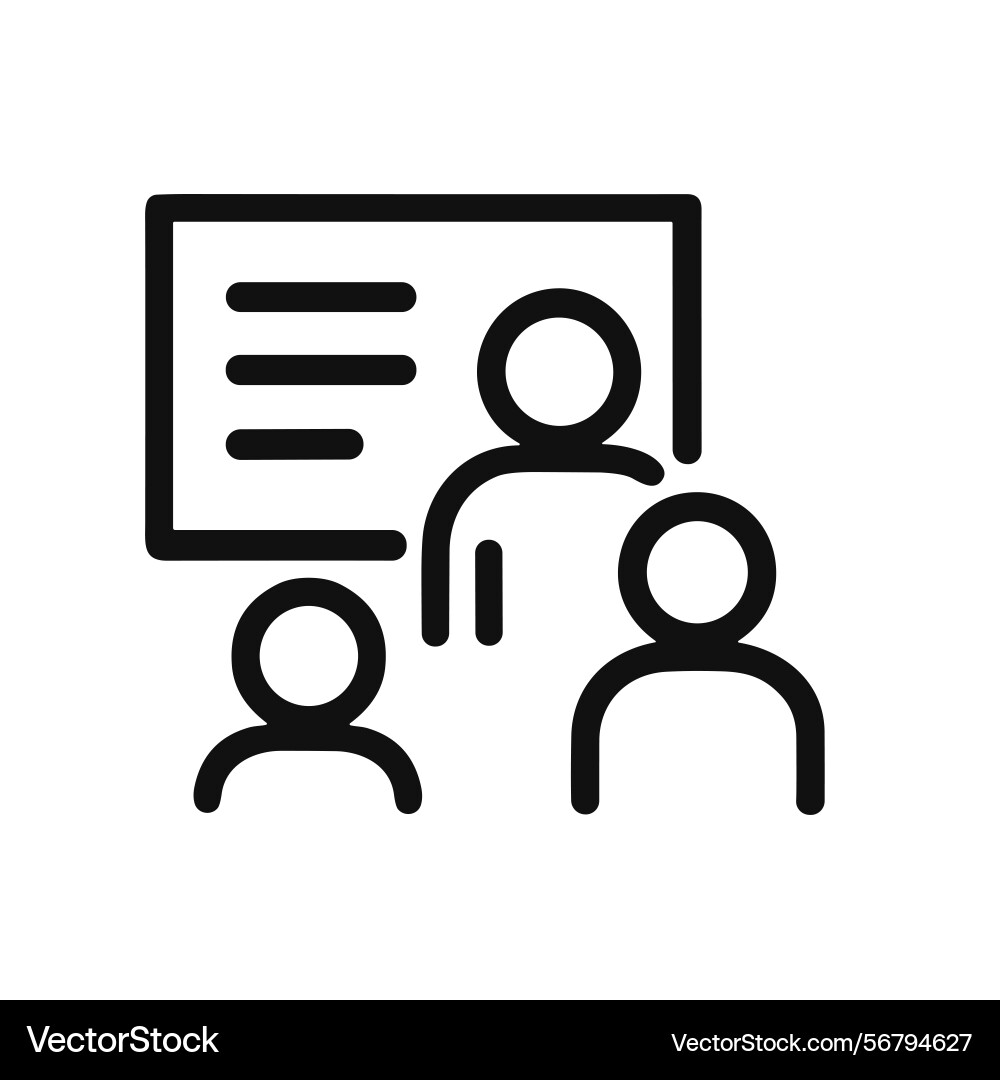 Simple outline class presentation with students Simple outline class presentation with students Vector Image
