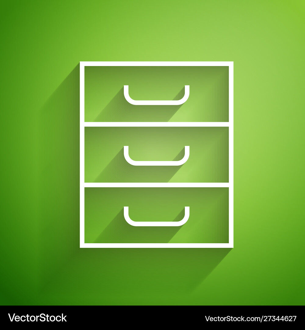 White line drawer with documents icon isolated White line drawer with documents icon isolated vector image