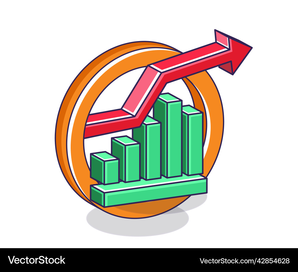 Bar Chart with Upward Arrows - Data Analysis vector image