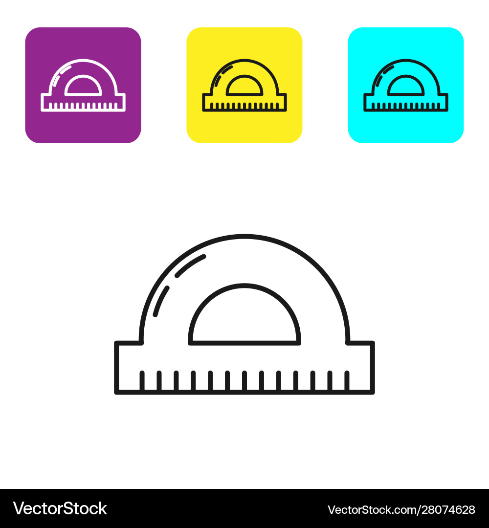 Black line protractor grid for measuring degrees Vector Image