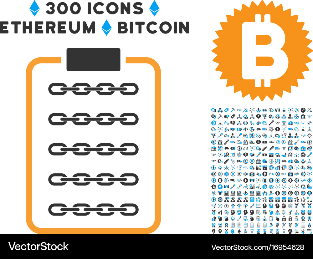 Blockchain list page flat icon with set vector image