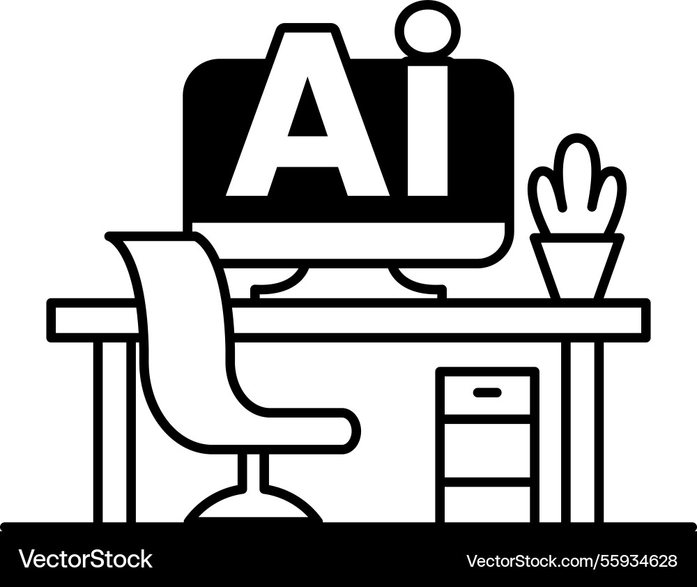 Computer monitor with the letters ai Computer monitor with the letters ai Vector Image