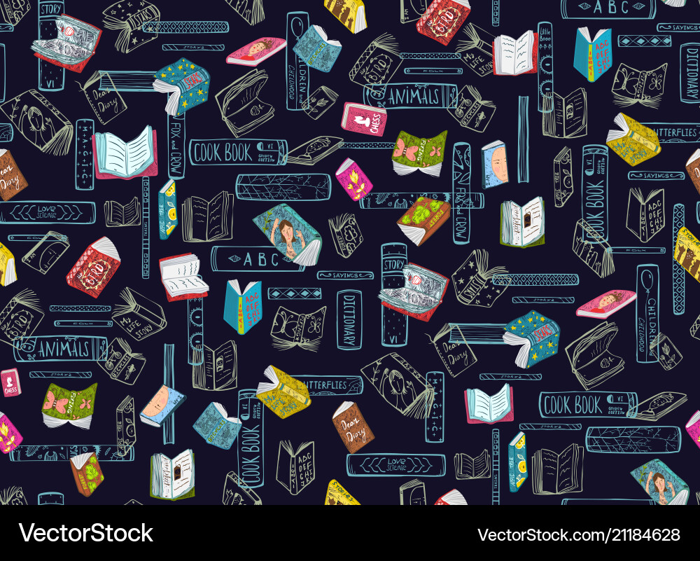 Dark Bookshelf Pattern vector image