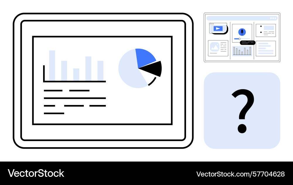 Data analysis on digital dashboard with graphs vector image