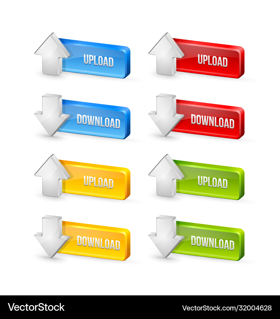 Download and upload buttons Download and upload buttons vector image