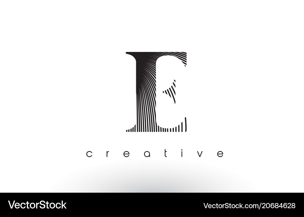 E logo design with multiple lines and black Vector Image