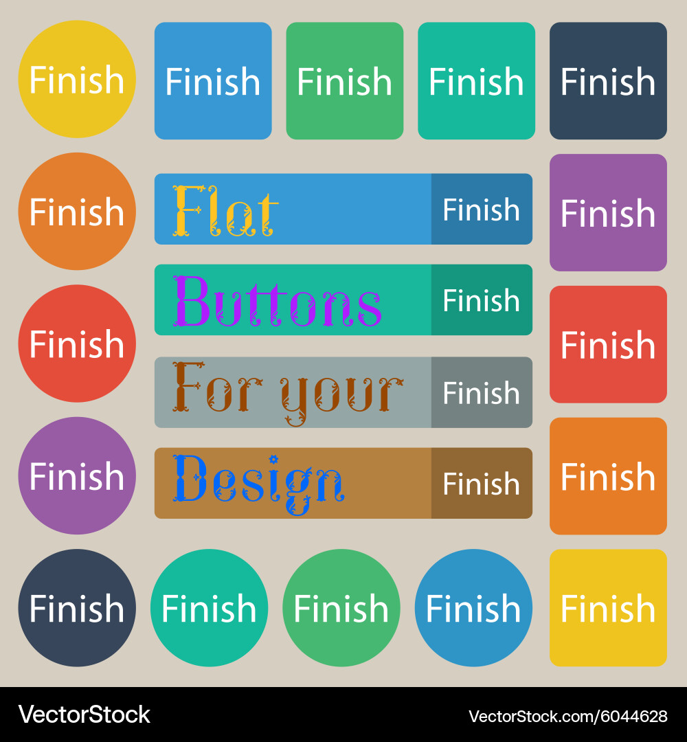 Finish sign icon power button set of twenty vector image
