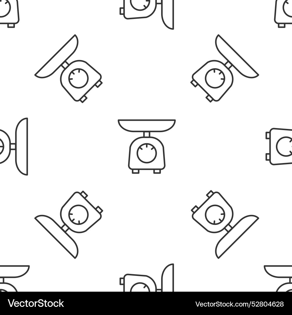 Grey line scales icon isolated seamless pattern Vector Image