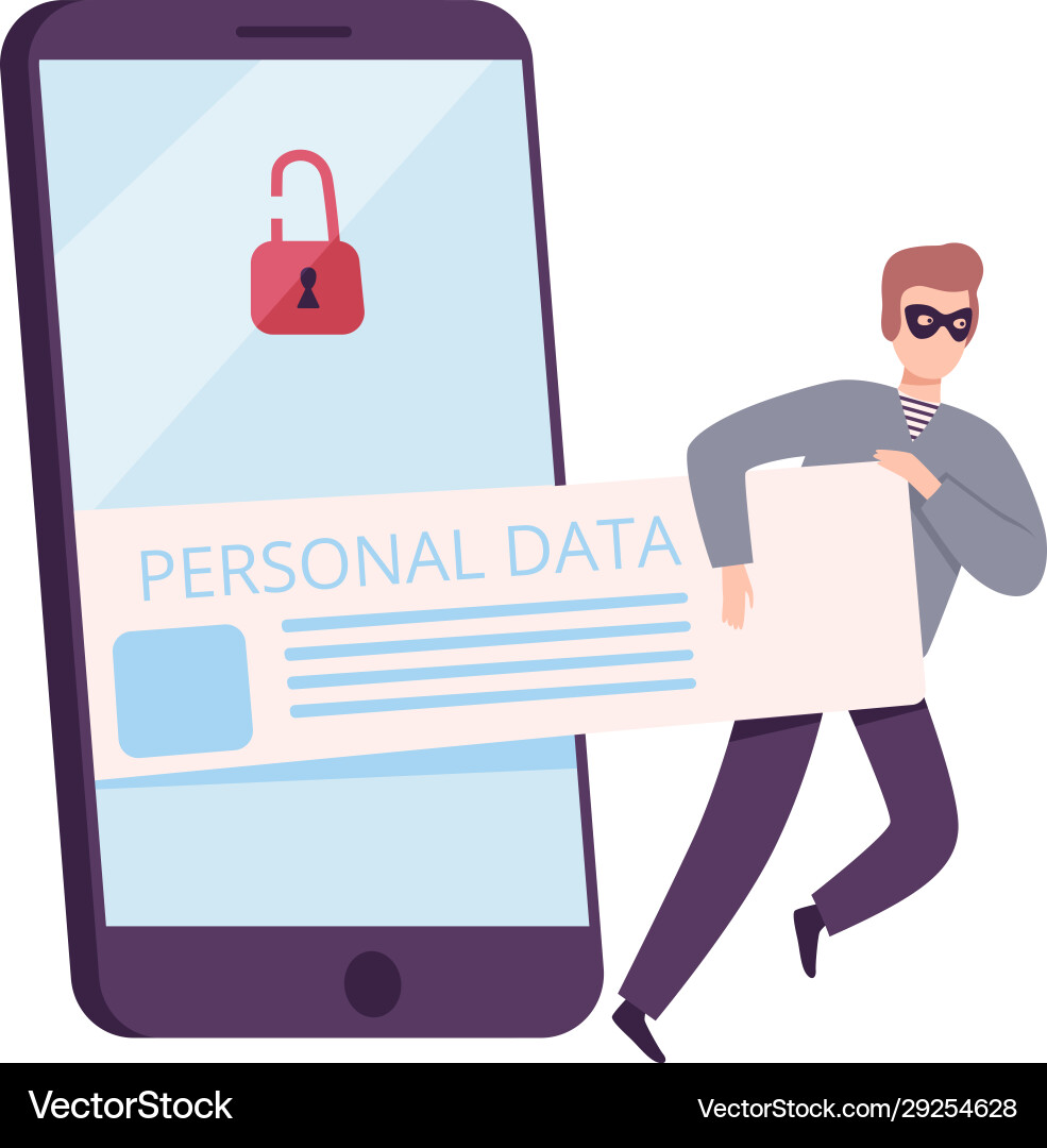 Hacker trying to steal private data from computer Vector Image