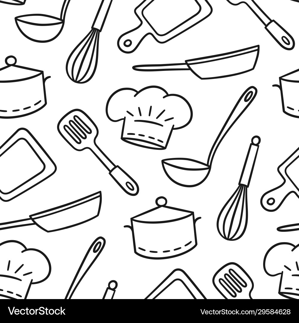 Hand drawn seamless pattern on theme chef Vector Image