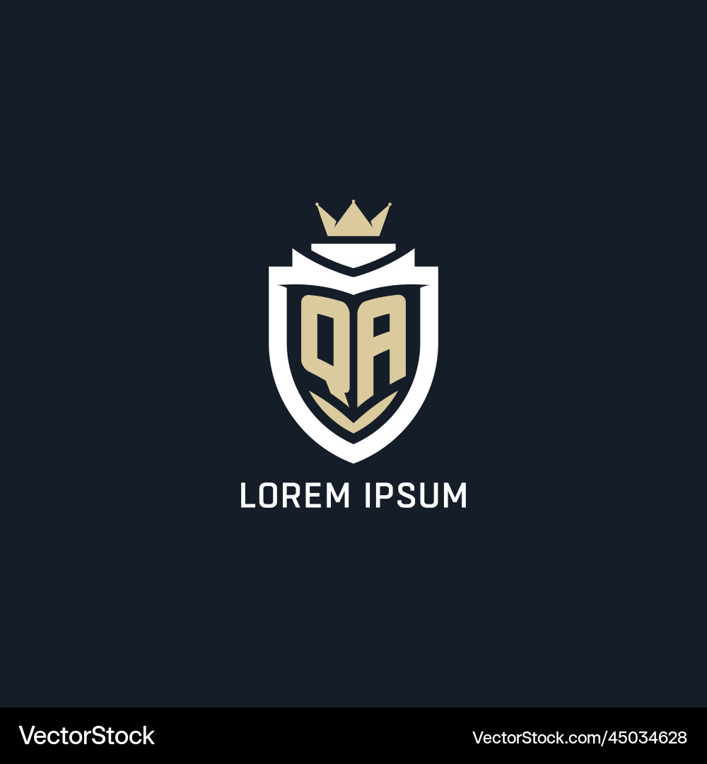 Initial letter qa shield and crown logo style Vector Image