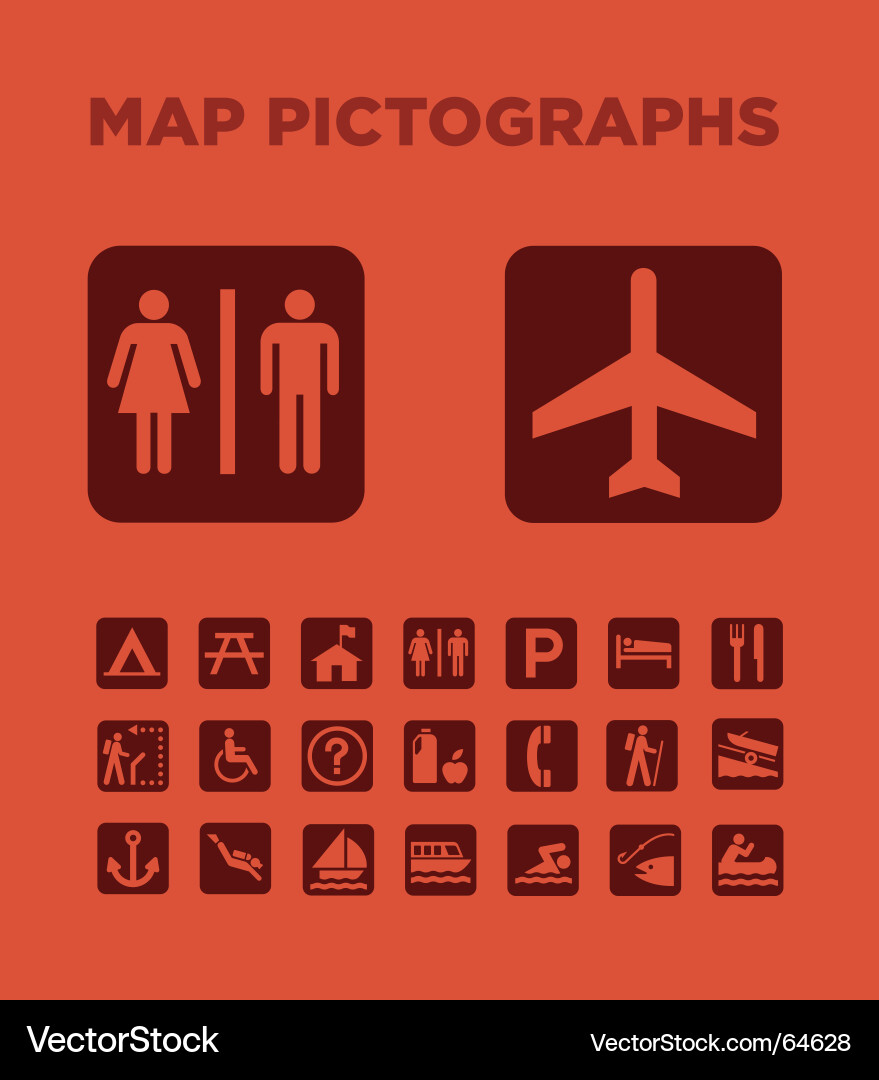 Map Pictograph Collection - Navigation Icons Vector Image