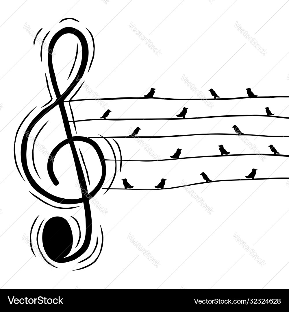 Musical Birds Treble Clef Vector Image