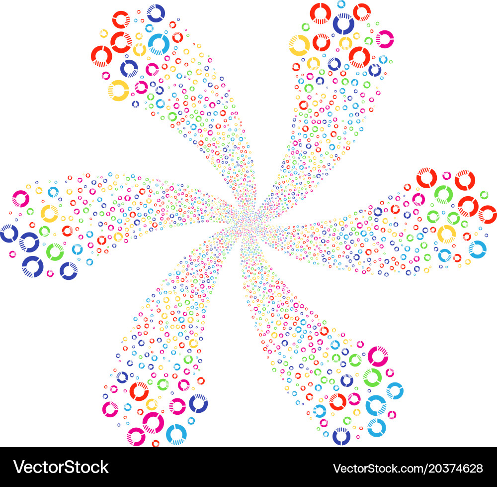 Pie chart curl fireworks Vector Image