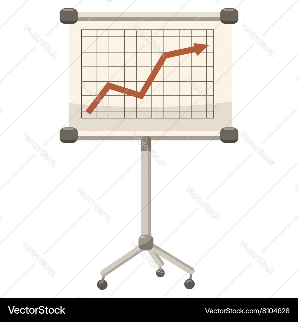 Presentation screen with graph icon cartoon style vector image