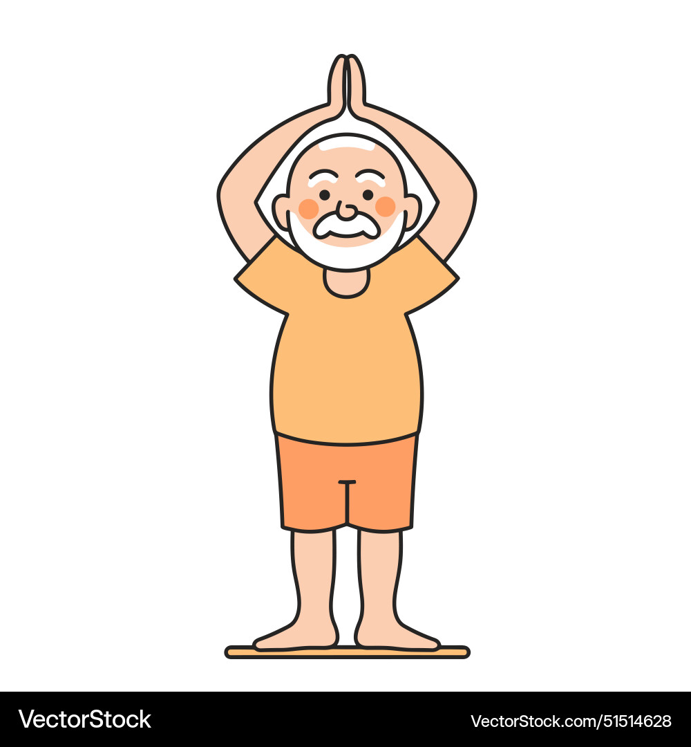 Senior Man Practicing Yoga Pose Vector Image
