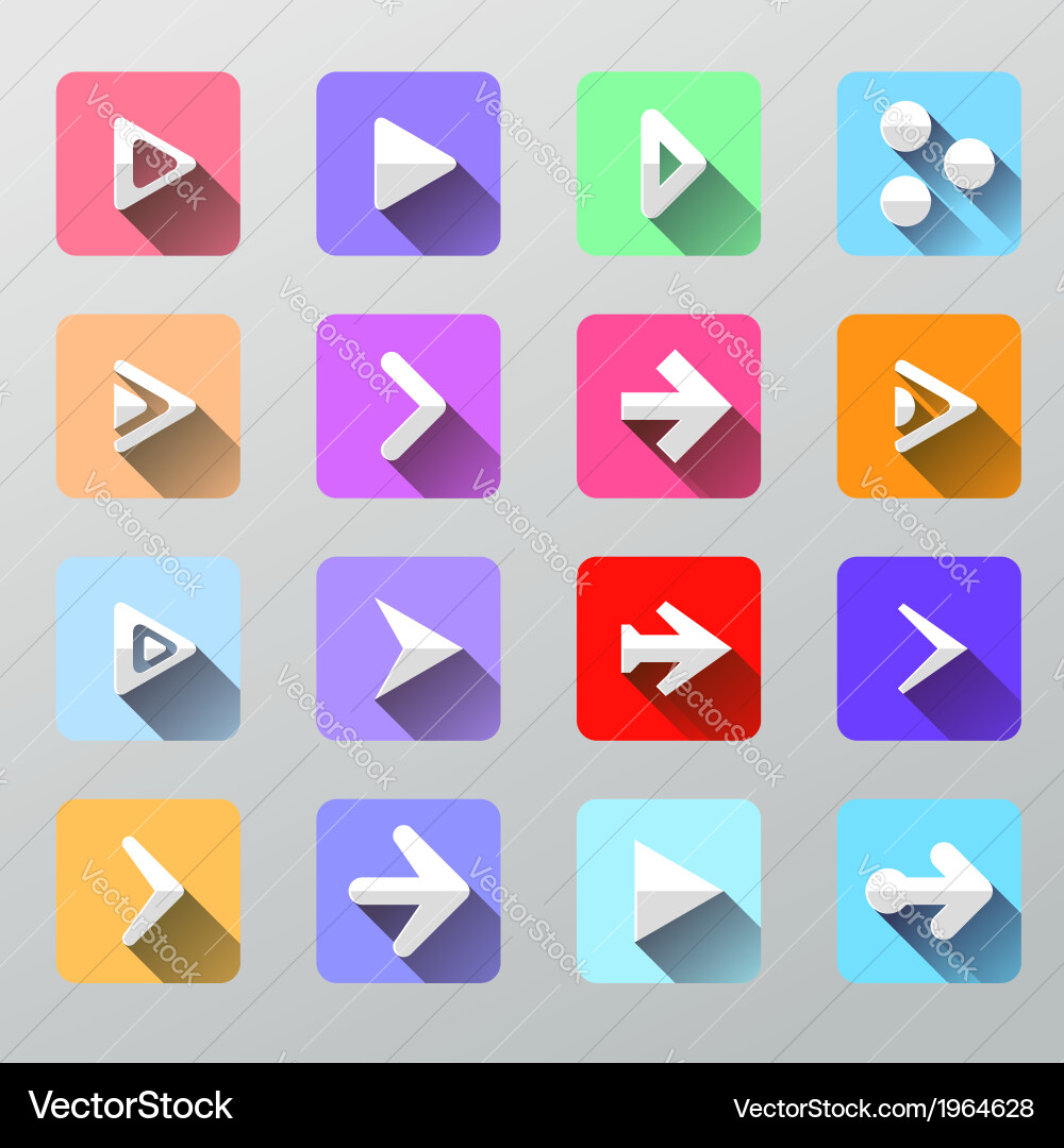 Set arrow icons - flat ui for web and mobile vector image