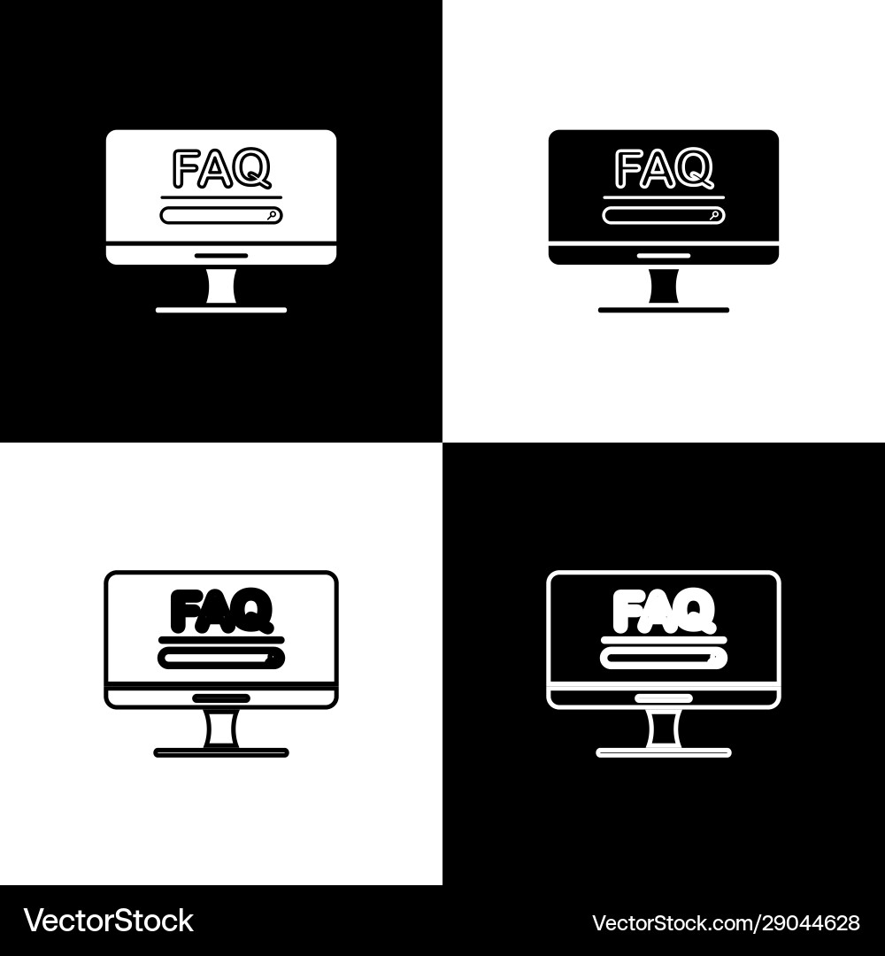 Set computer monitor with text faq information Set computer monitor with text faq information vector image
