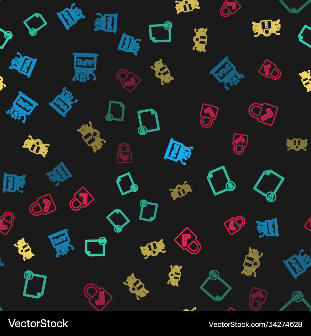 Set line computer api interface document and lock Set line computer api interface document and lock vector image