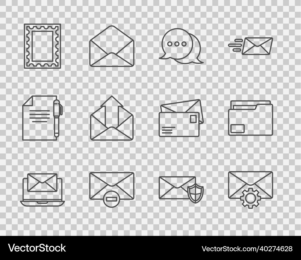 Set line laptop with envelope setting Set line laptop with envelope setting vector image