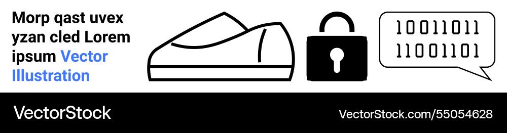 Shoe lock and binary code in speech bubble Shoe lock and binary code in speech bubble vector image