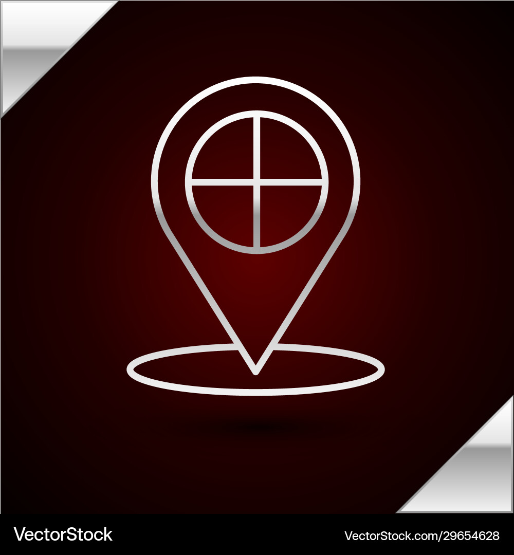 Silver line map pointer with taxi icon isolated Silver line map pointer with taxi icon isolated vector image