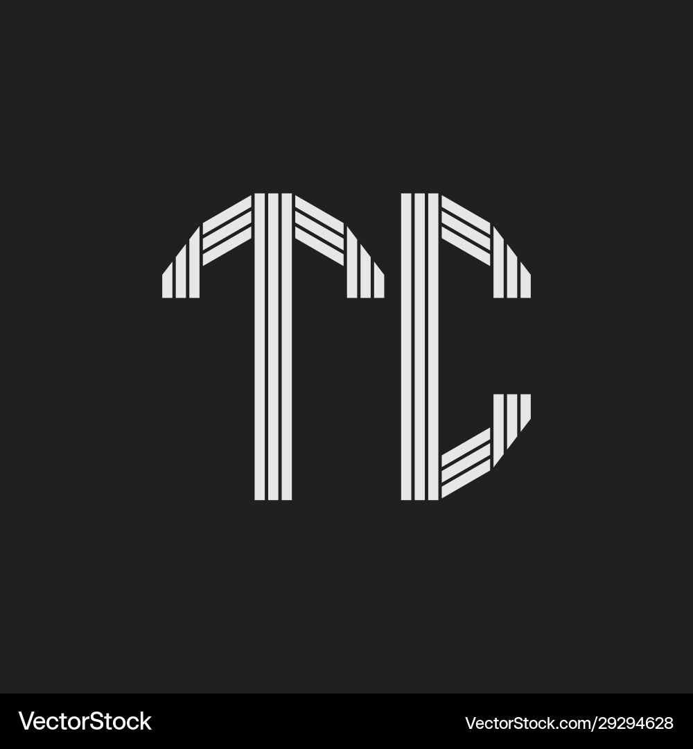 Tc logo monogram with outline style linked vector image