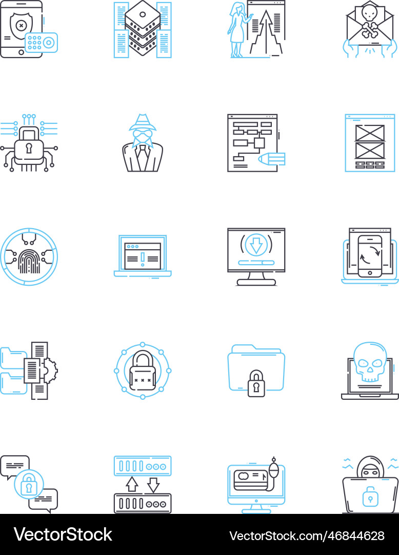 Web safety linear icons set firewall encryption vector image
