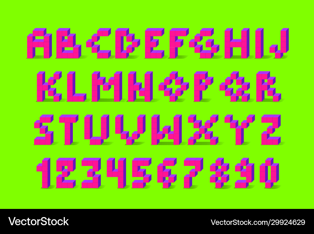 8-bit Retro Pixel Font - Alphabet Set vector image