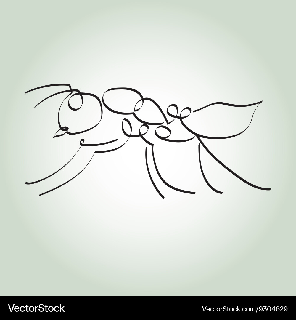 Ant in minimal line style vector image