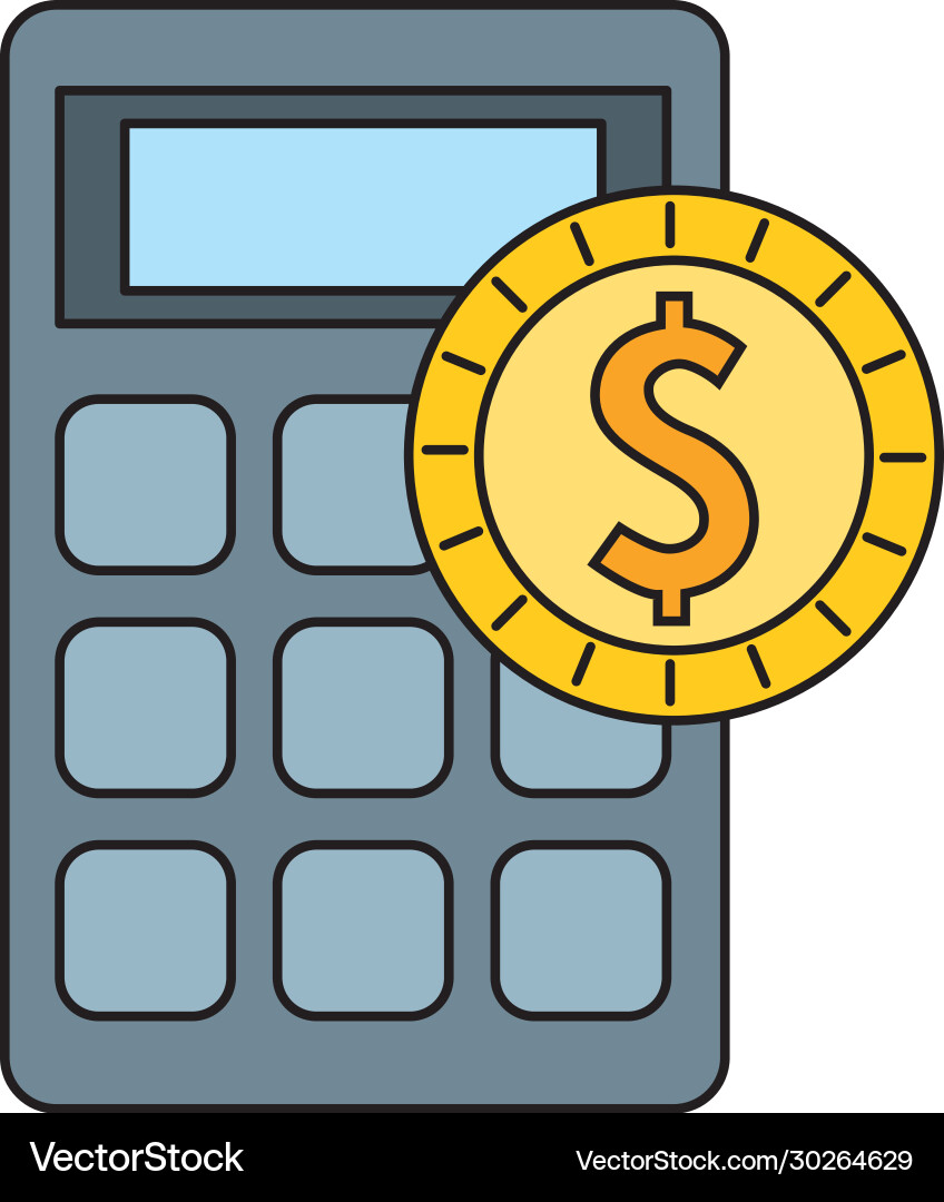 Calculator math with coin isolated icon Vector Image