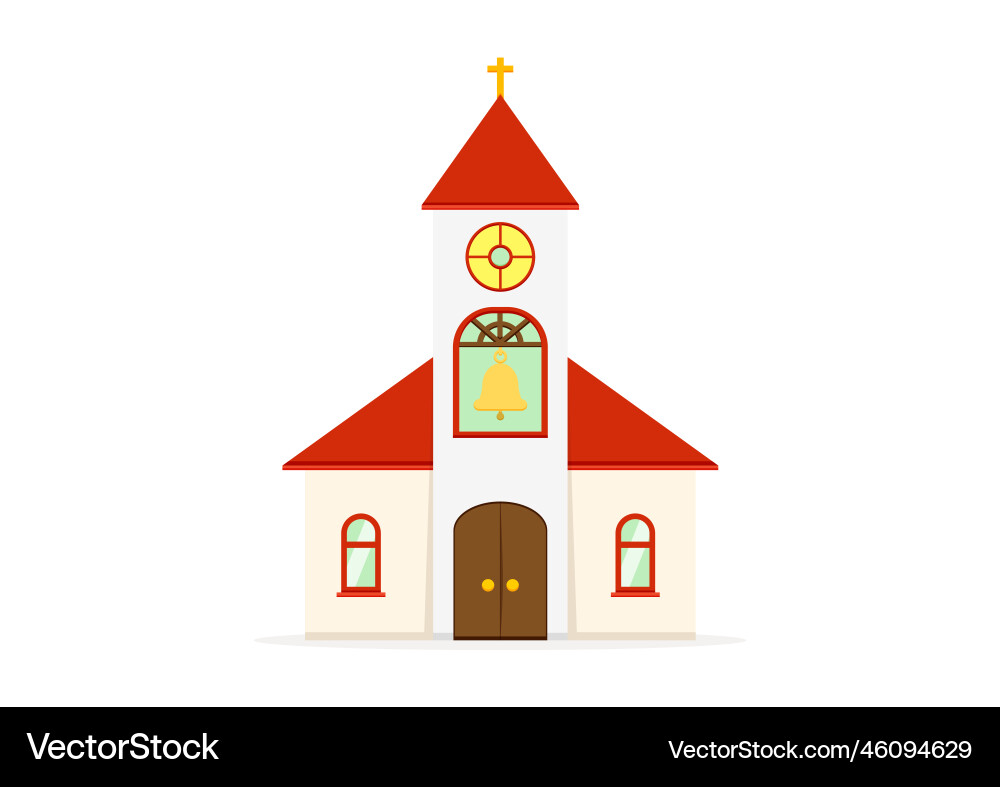 Church building clipart flat design isolated – Lizenzfreie Vektorgrafik |  VectorStock, image size:1000x787