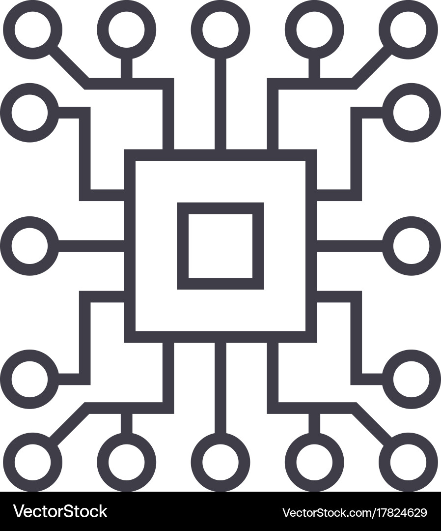 Computer Circuit Line Icon Vector Image