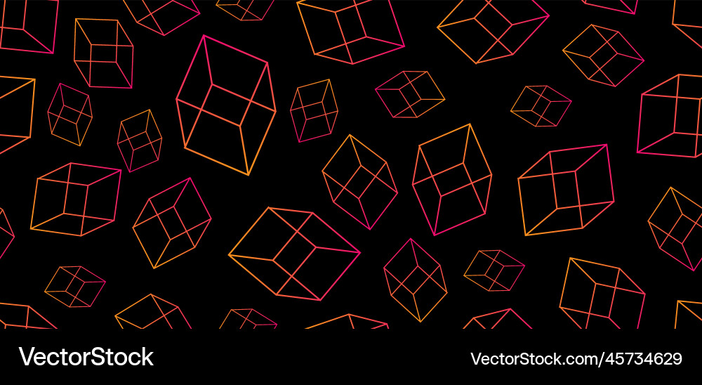 Cube line seamless pattern 3d geometric design Cube line seamless pattern 3d geometric design vector image